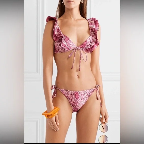 Zimmermann Swim Zimmerman Amari Frill Top Bikini Us 68